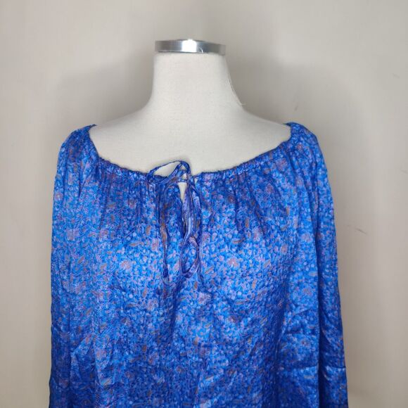 Matta 100% Silk Blouse Top Tie Neck Dainty Flower - Picture 2 of 9